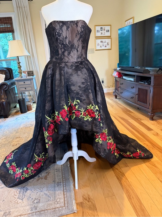 Sherri Hill Dresses & Skirts - Sherri Hill 51834 High Low Black Lace Embroidered Floral Prom Dress Gown Size 4